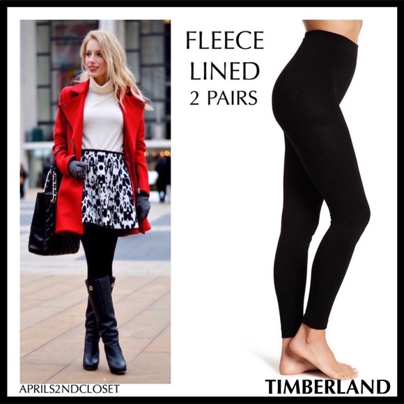 BLACK FLEECE LINED LEGGINGS 2 PAIRS A2C - Picture 6 of 16